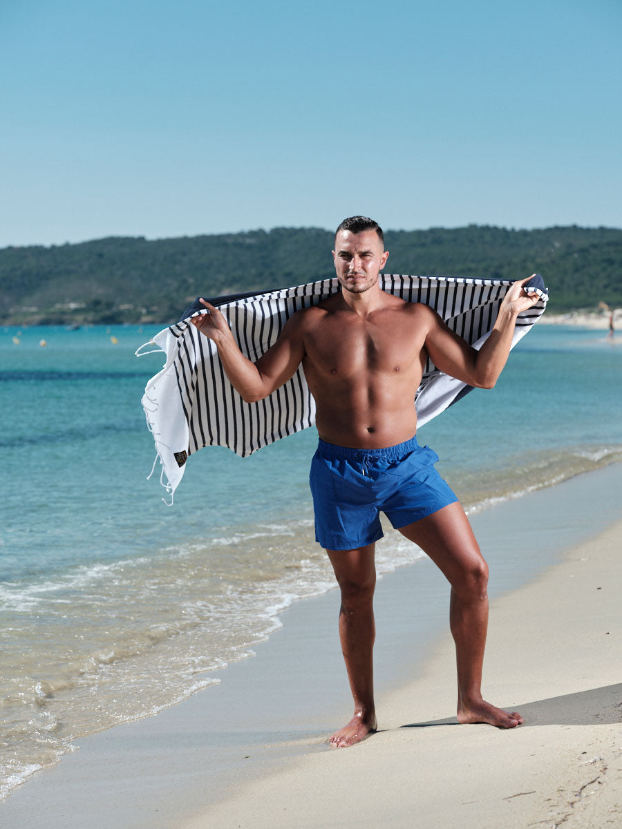 Grande serviette de plage coton ANA ECRU – La Marinière Française